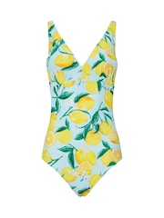 Long Tall Sally Blue Lemon Print Swimsuit - Image 6 of 7