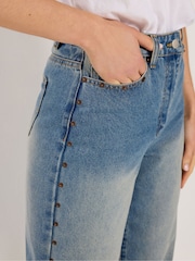 Long Tall Sally Blue Studded Detail Wide Leg Jeans - Image 4 of 5