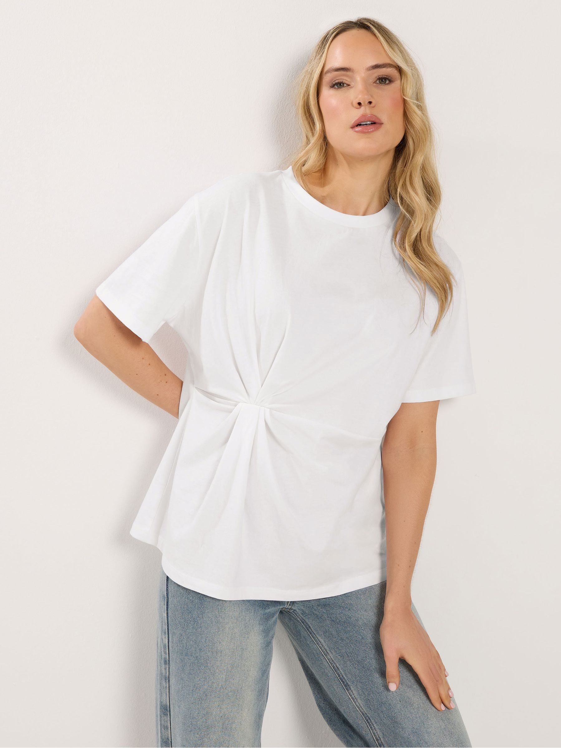 Long Tall Sally Women's White Twist Front T-Shirt - Image 1