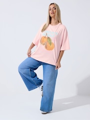 Yours Curve Orange Limited Summer Spirit Distressed T-Shirt - Image 4 of 6