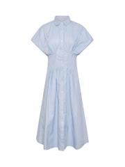PixieGirl Petite Blue Striped Cinch Waist Shirt Dress - Image 5 of 5