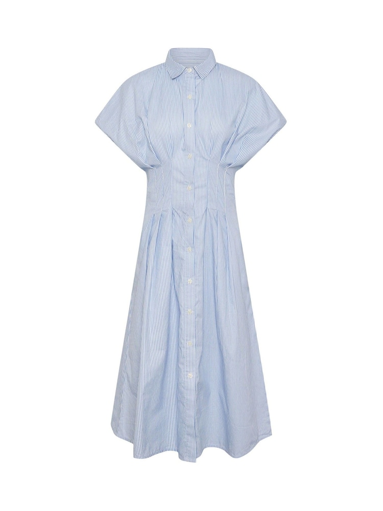 PixieGirl Petite Blue Striped Cinch Waist Shirt Dress - Image 5 of 5