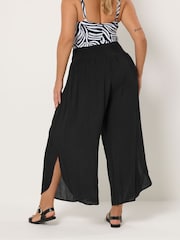 Yours Curve Black Tulip Beach Trousers - Image 3 of 6