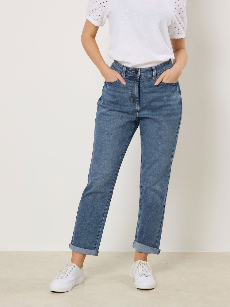 M&Co Blue Petite Petite Midwash Boyfriend Jeans - Image 1 of 5