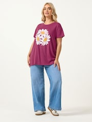 Yours Curve Pink Placement Core T-Shirt - Image 2 of 5