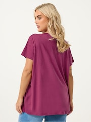 Yours Curve Pink Placement Core T-Shirt - Image 3 of 5