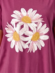 Yours Curve Pink Placement Core T-Shirt - Image 4 of 5