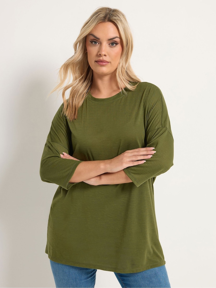 Yours Curve Green Drop Sleeve Tunic Top - Image 1 of 5
