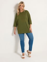 Yours Curve Green Drop Sleeve Tunic Top - Image 2 of 5