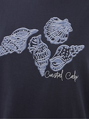 Yours Curve Blue Shell Stripe Short Sleeve Wide Leg Pyjamas Set - Image 4 of 4