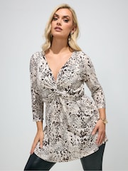 Yours Curve Cream London Knot Front Tunics - Image 1 of 5