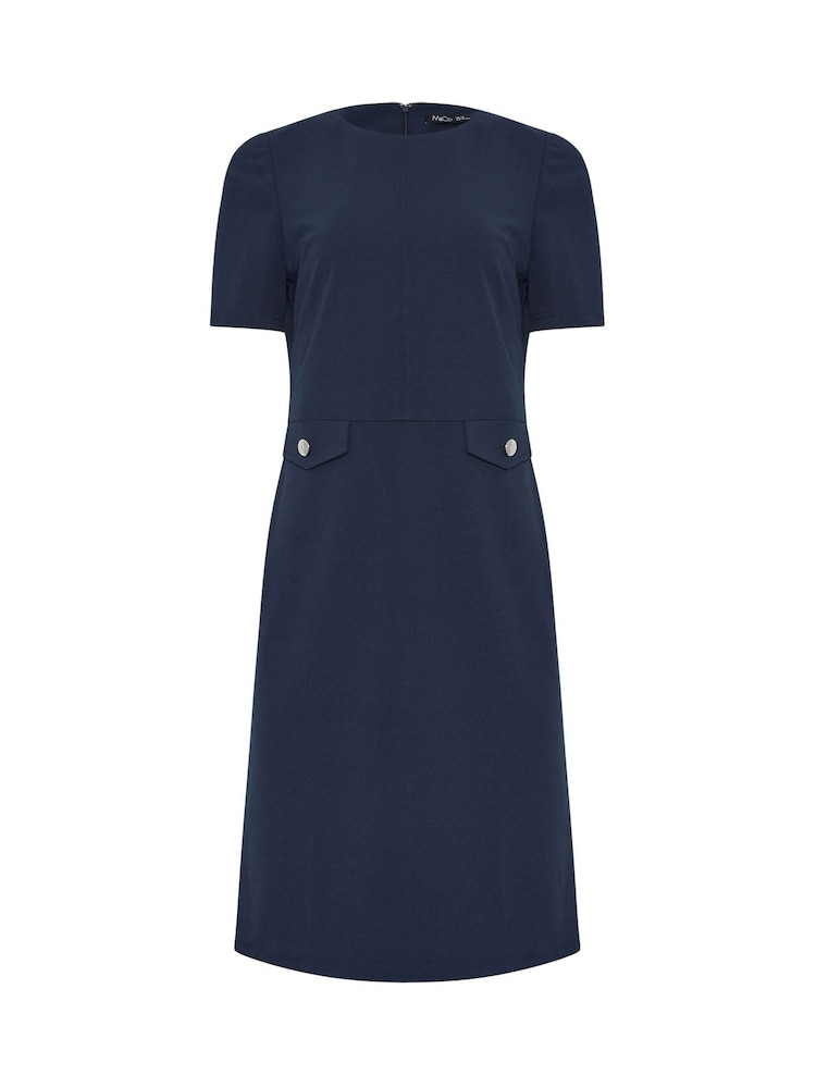 M&Co Blue Scuba Button Workwear Dress - Image 2 of 2