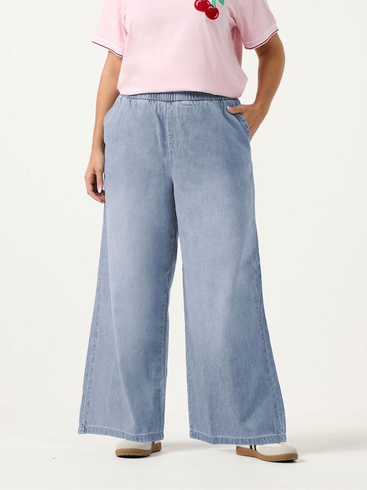 Yours Curve Pull On Wide Leg Jeans - Imaginea 1 din 5