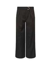 PixieGirl Petite Black Self Belt Buckle Wide Leg Trousers - Image 5 of 5
