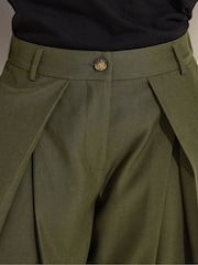 PixieGirl Petite Green Wrap Pleated Wide Leg Trousers - Image 4 of 5
