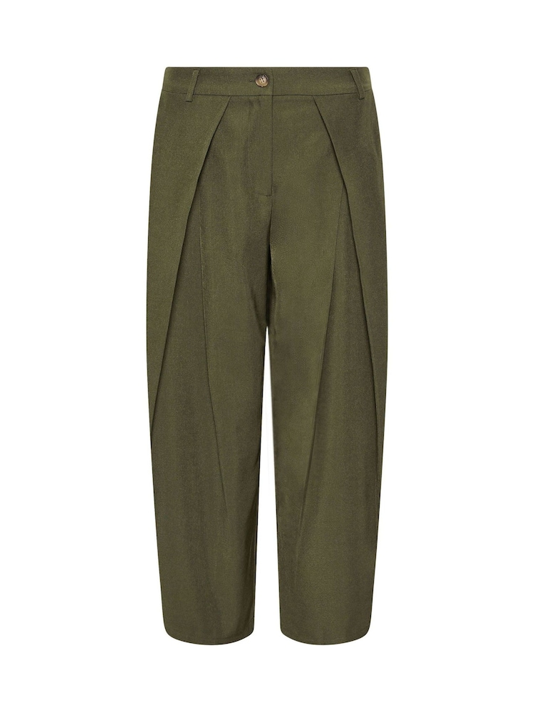 PixieGirl Petite Green Wrap Pleated Wide Leg Trousers - Image 5 of 5