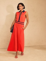 Love & Roses Orange Tailored Sleeveless Ponte Midi Dress - Image 1 of 4
