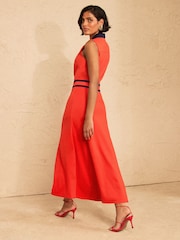 Love & Roses Orange Tailored Sleeveless Ponte Midi Dress - Image 2 of 4
