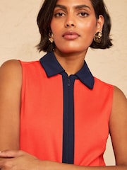Love & Roses Orange Tailored Sleeveless Ponte Midi Dress - Image 3 of 4