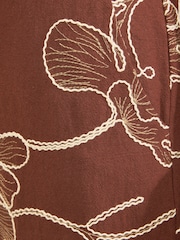 Love & Roses Rust Brown Tailored Notch Neck Short Sleeve Jumpsuit With Cornelli Embroidery - Image 5 of 5