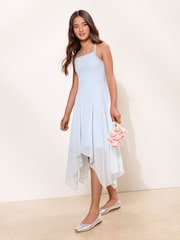 Lipsy Blue Teen Embellished Hanky Hem Occasion Dress (10-16yrs) - Image 1 of 5