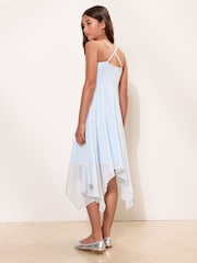 Lipsy Blue Teen Embellished Hanky Hem Occasion Dress (10-16yrs) - Image 5 of 5