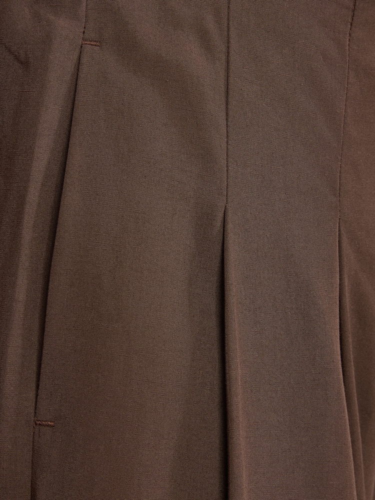 Love & Roses Chocolate Brown Tailored Cuff Hem Trousers With Linen - Image 5 of 5