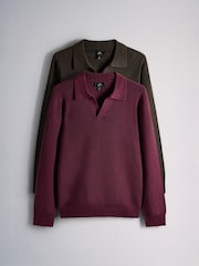 The Set 2 Pack Trophy Neck Fisherman Jumpers Green - Image 8 of 12