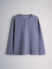 The Set 2 Pack Henley Check Pyjamas Black - Image 2 of 7