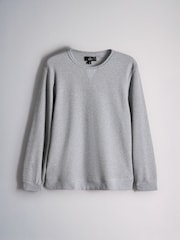The Set 2 Pack Waffle Crew Neck Top and Joggers Lounge Pyjamas Set Navy/Grey - Image 2 of 7