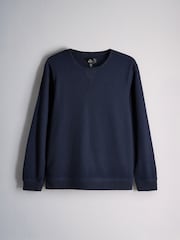 The Set 2 Pack Waffle Crew Neck Top and Joggers Lounge Pyjamas Set Navy/Grey - Image 3 of 7