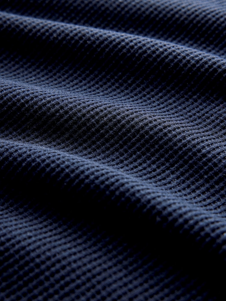 The Set 2 Pack Waffle Crew Neck Top and Joggers Lounge Pyjamas Set Navy/Grey - Image 7 of 7