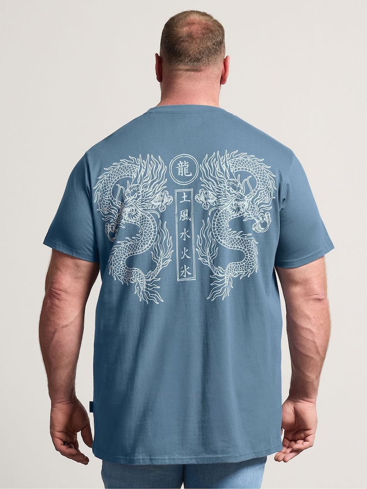 BadRhino Big & Tall Blue Double Dragon T-Shirt - Image 2 of 7