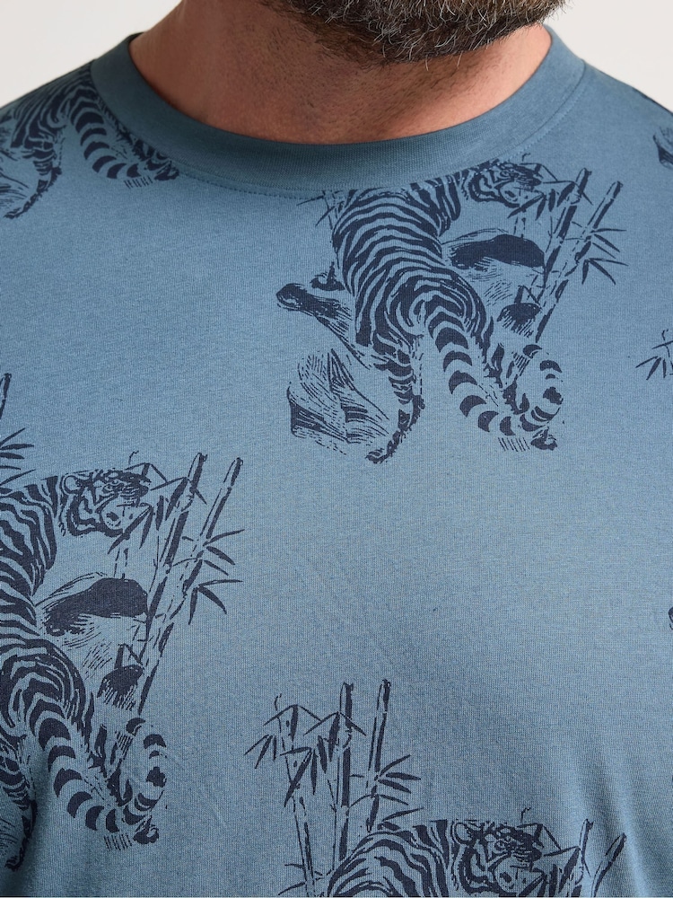 BadRhino Big & Tall Blue Tiger Bamboo T-Shirt - Image 4 of 4