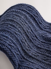Navy Blue Longer Length Cotton Rich Cable Tights - Image 3 of 3