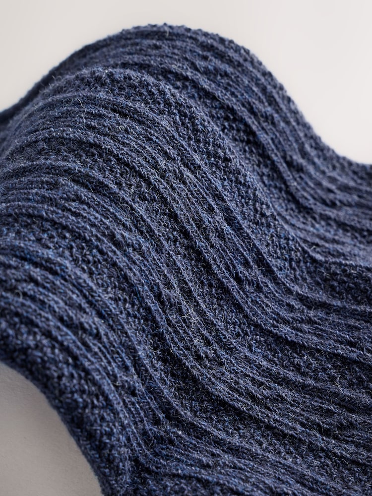 Navy Blue Longer Length Cotton Rich Cable Tights - Image 3 of 3 Navy Blue Longer Length Cotton Rich Cable Tights - Image 3 of 3