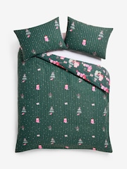 Green Pigs In Blanket Christmas Reversible Duvet Cover and Pillowcase Set - Image 2 of 2