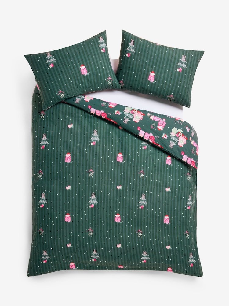 Green Pigs In Blanket Christmas Reversible Duvet Cover and Pillowcase Set - Image 2 of 2 Green Pigs In Blanket Christmas Reversible Duvet Cover and Pillowcase Set - Image 2 of 2