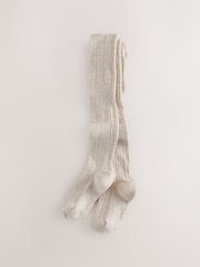 Oatmeal Cream Longer Length Cotton Rich Cable Tights - Image 1 of 3