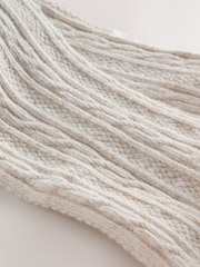 Oatmeal Cream Longer Length Cotton Rich Cable Tights - Image 3 of 3