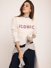 Mint Velvet Cream Iconic Embroidered Knit Jumper - Image 4 of 8