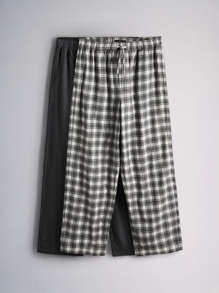 The Set 2 Pack Brushed Check Pyjamas - 图片1 / 9