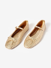 Mint Velvet Gold Charley Leather Woven Pumps - Image 2 of 4