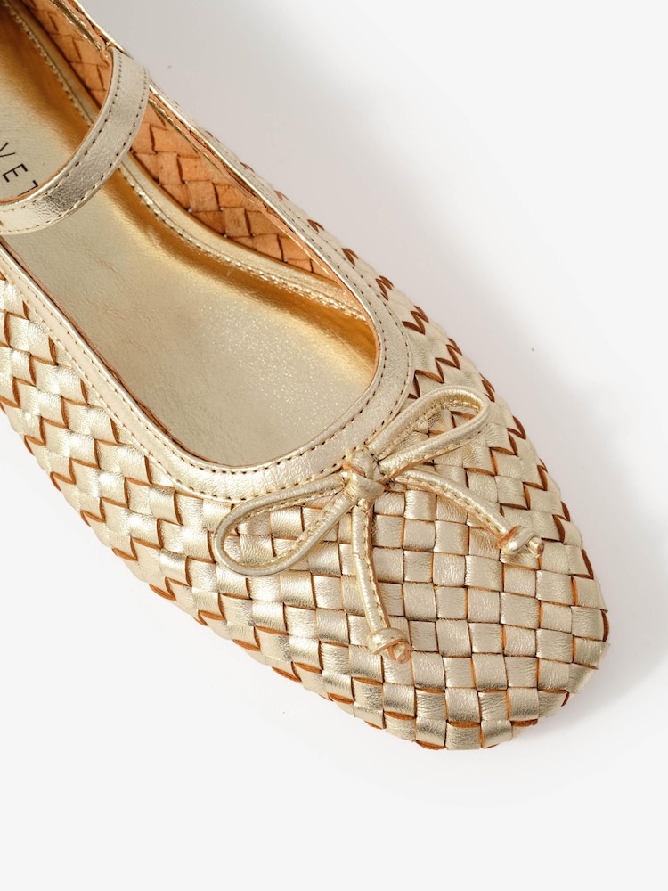 Mint Velvet Gold Charley Leather Woven Pumps - Image 4 of 4 Mint Velvet Gold Charley Leather Woven Pumps - Image 4 of 4