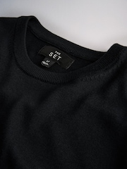 שחור - The Set Merino Knit Crew Neck Jumper - תמונה 8 מתוך 8