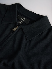שחור - The Set Single Merino Knit Zip Neck Jumper - תמונה 10 מתוך 10