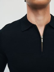 The Set Single Merino Knit Zip Neck Jumper Black - Image 7 of 7