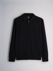 שחור - The Set Single Merino Knit Zip Neck Jumper - תמונה 8 מתוך 10