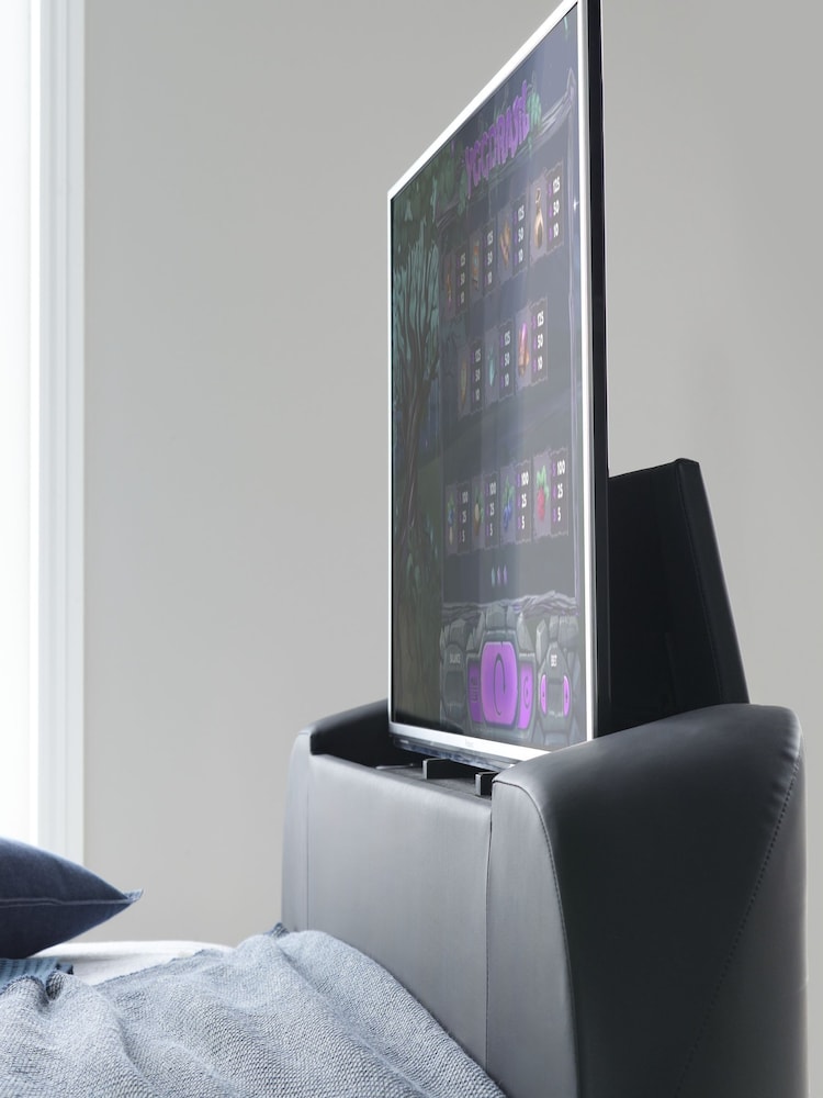 Time 4 Sleep Charcoal Fuzion Faux Leather Upholstered TV Bed - Image 4 of 4 Time 4 Sleep Charcoal Fuzion Faux Leather Upholstered TV Bed - Image 4 of 4