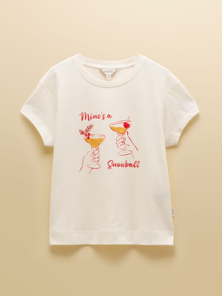 Joules Mine's a Snowball Graphic Short Sleeve 100% Cotton T-Shirt - Image 6 of 6
